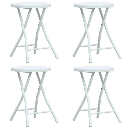 vidaXL Klappbare Garten-Hocker 4 Stk. Weiß HDPE Rattanoptik