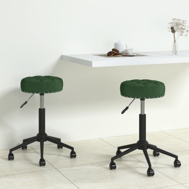 Essstühle 2 Stk. Drehbar Dunkelgrün Samt Essstühle 2 Stk. Drehbar Dunkelgrün Samt