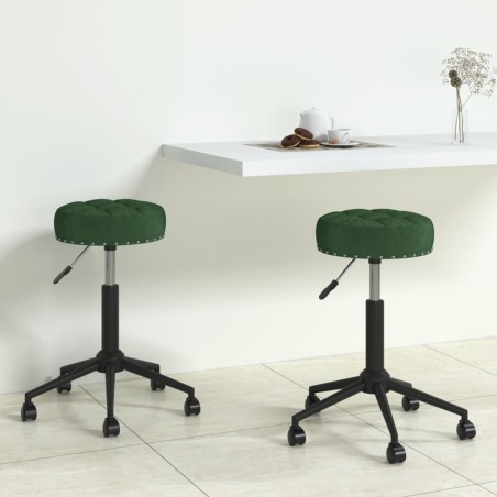 Essstühle 2 Stk. Drehbar Dunkelgrün Samt