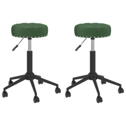 Essstühle 2 Stk. Drehbar Dunkelgrün Samt