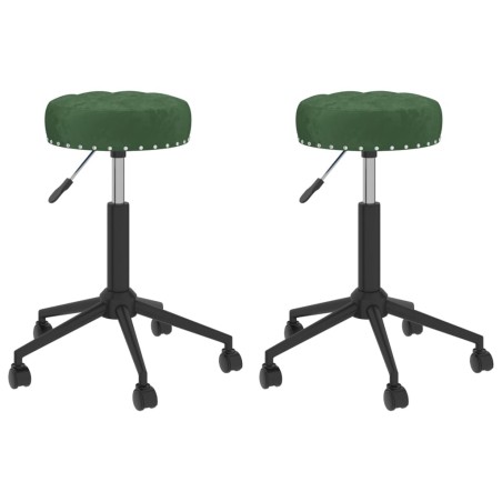 Essstühle 2 Stk. Drehbar Dunkelgrün Samt