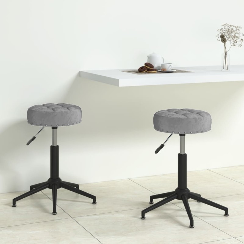 Essstühle 2 Stk. Drehbar Grau Samt Essstühle 2 Stk. Drehbar Grau Samt