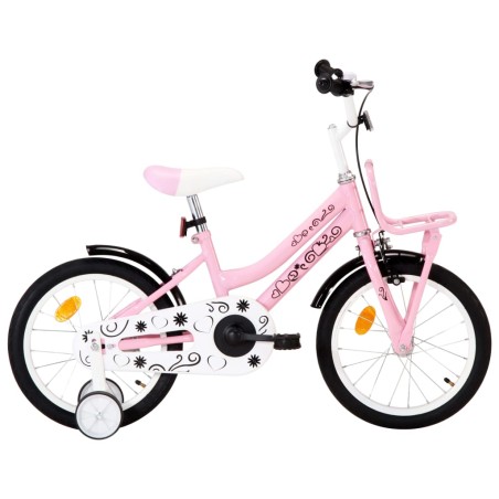 vidaXL Kinderfahrrad mit Frontgepäckträger 16 Zoll Weiß und Rosa 