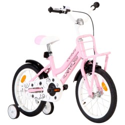 vidaXL Kinderfahrrad mit Frontgepäckträger 16 Zoll Weiß und Rosa 