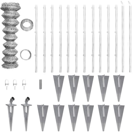 vidaXL Maschendrahtzaun mit Pfosten Erdanker Verzinkter Stahl 25×1,25 m 