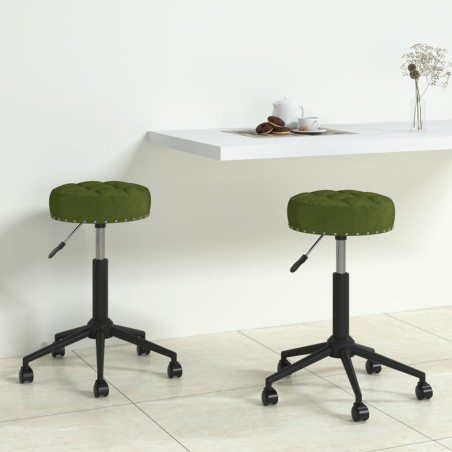 Essstühle 2 Stk. Drehbar Hellgrün Samt