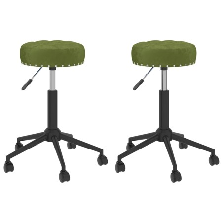 Essstühle 2 Stk. Drehbar Hellgrün Samt