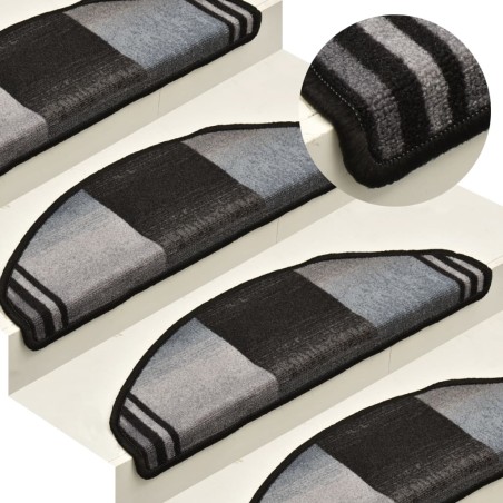 vidaXL Stufenmatten Selbstklebend 10 Stk 65x21x4 cm Schwarz Grau