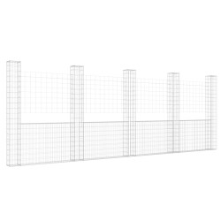 vidaXL Gabionenkorb U-Form mit 5 Säulen Eisen 500x20x200 cm