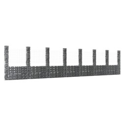 vidaXL Gabionenkorb U-Form mit 8 Säulen Eisen 860x20x200 cm