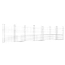 vidaXL Gabionenkorb U-Form mit 8 Säulen Eisen 860x20x200 cm