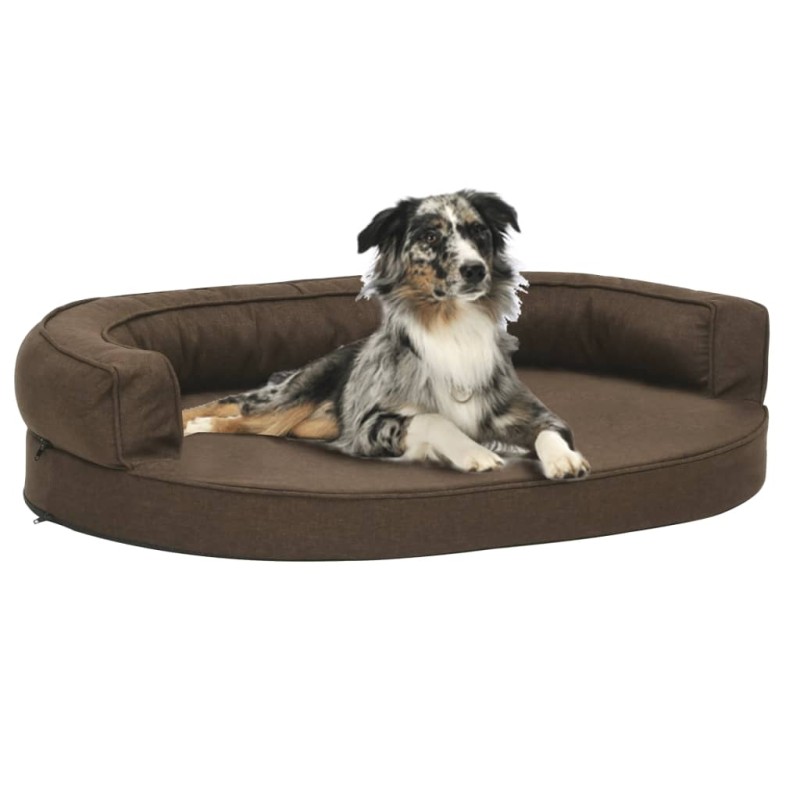 vidaXL Hundematratze Ergonomisch 90x64 cm Leinenoptik Braun vidaXL Hundematratze Ergonomisch 90x64 cm Leinenoptik Braun