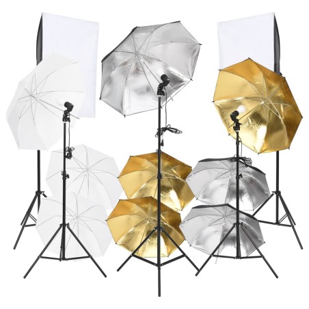 vidaXL 9-tlg. Fotostudio-Set mit Beluchtung-Set und Softboxen
