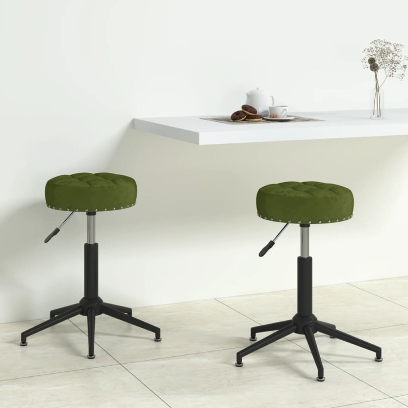 Essstühle 2 Stk. Drehbar Hellgrün Samt
