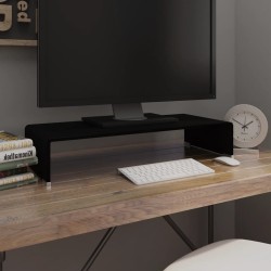 vidaXL TV-Tisch/Bildschirmerhöhung Glas Schwarz 70x30x13 cm