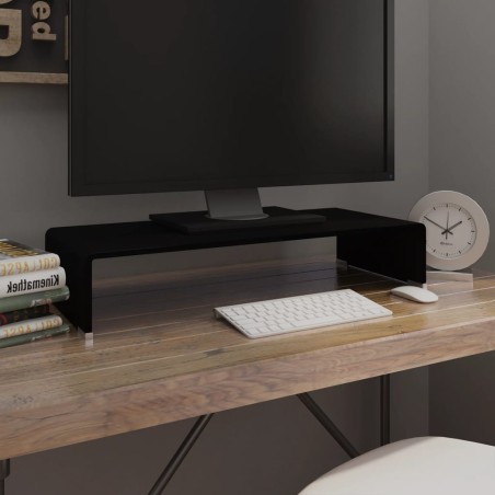 vidaXL TV-Tisch/Bildschirmerhöhung Glas Schwarz 70x30x13 cm