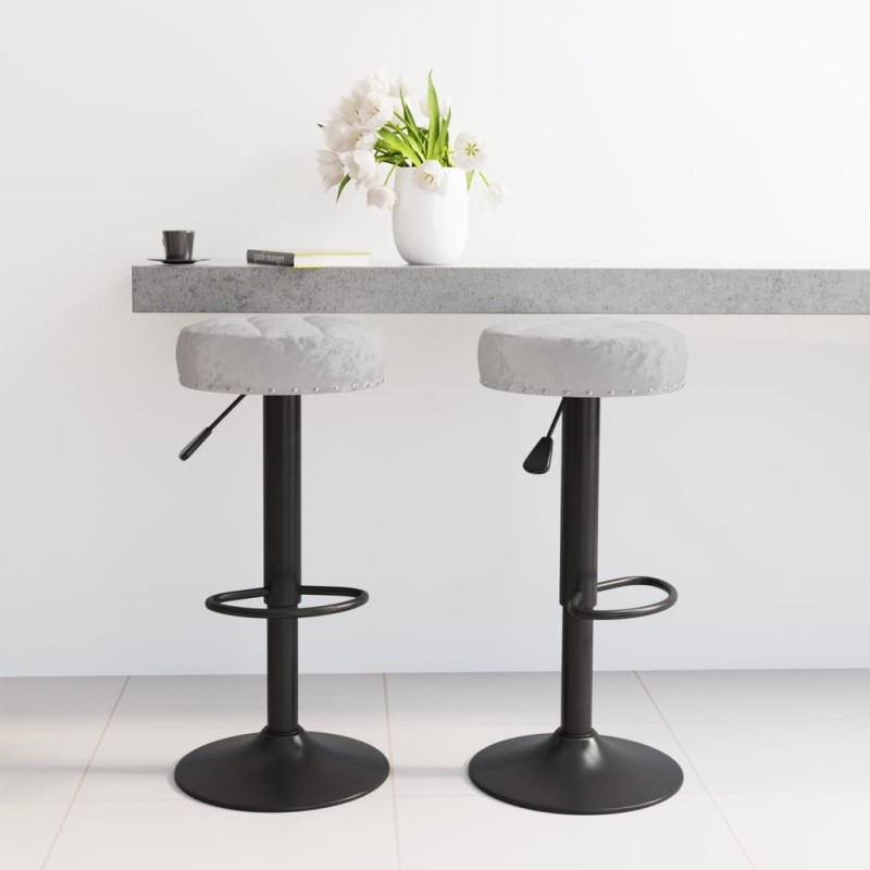 Barhocker 2 Stk. Grau Samt Barhocker 2 Stk. Grau Samt
