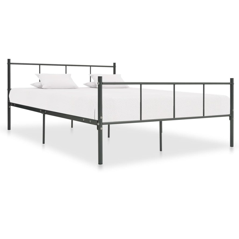 vidaXL Bettgestell Grau Metall 160×200 cm vidaXL Bettgestell Grau Metall 160×200 cm