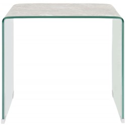 vidaXL Couchtisch Braun Marmor-Optik 50x50x45 cm Hartglas 