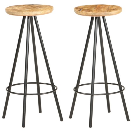 vidaXL Barhocker 2 Stk. Raues Mangoholz 
