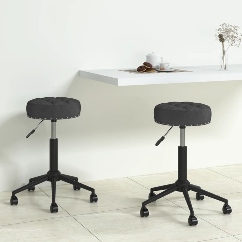 Essstühle 2 Stk. Drehbar Schwarz Samt Essstühle 2 Stk. Drehbar Schwarz Samt