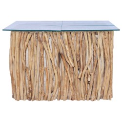 vidaXL Couchtisch mit Glasplatte 66x66x40 cm Massivholz Teak