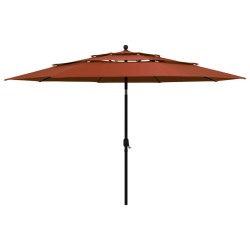 vidaXL Sonnenschirm mit Aluminium-Mast 3-lagig Terracotta-Rot 3,5 m