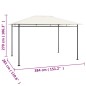vidaXL Pavillon 384x281x270 cm Creme 180 g/m²