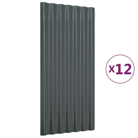 vidaXL Dachpaneele 12 Stk Pulverbeschichteter Stahl Anthrazit 80x36 cm