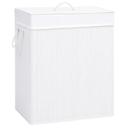 vidaXL Bambus-Wäschekorb mit 2 Fächern Weiß 100 L