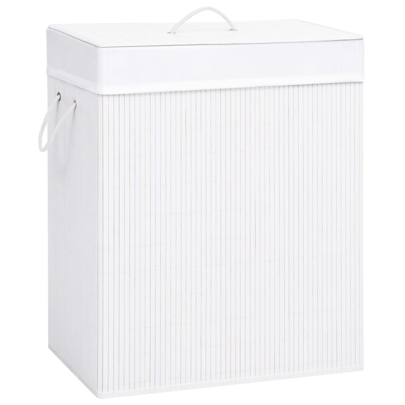 vidaXL Bambus-Wäschekorb mit 2 Fächern Weiß 100 L vidaXL Bambus-Wäschekorb mit 2 Fächern Weiß 100 L