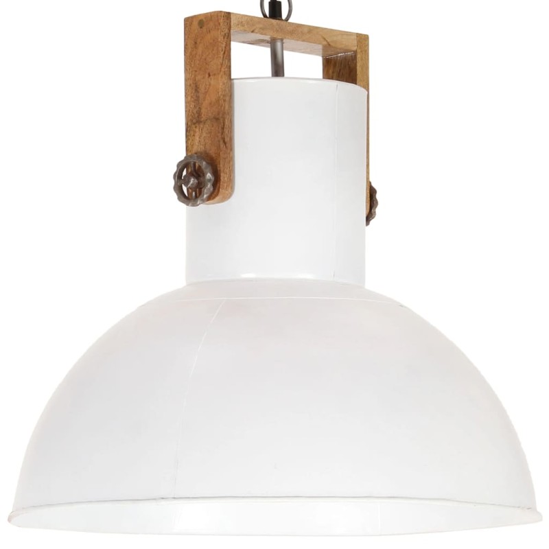 vidaXL Hängelampe Industriestil 25 W Weiß Rund Mangoholz 52 cm E27 vidaXL Hängelampe Industriestil 25 W Weiß Rund Mangoholz 52 cm E27