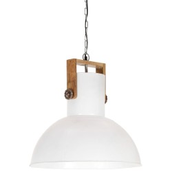 vidaXL Hängelampe Industriestil 25 W Weiß Rund Mangoholz 52 cm E27