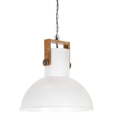vidaXL Hängelampe Industriestil 25 W Weiß Rund Mangoholz 52 cm E27
