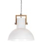 vidaXL Hängelampe Industriestil 25 W Weiß Rund Mangoholz 52 cm E27 vidaXL Hängelampe Industriestil 25 W Weiß Rund Mangoholz 52 cm E27