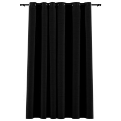 vidaXL Verdunkelungsvorhang mit Ösen Leinenoptik Schwarz 290x245 cm