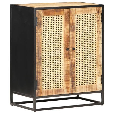 vidaXL Sideboard 60x35x75 cm Raues Mangoholz und Wiener Geflecht