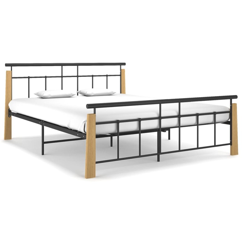 vidaXL Bettgestell Metall und Massivholz Eiche 160x200 cm vidaXL Bettgestell Metall und Massivholz Eiche 160x200 cm