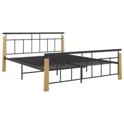 vidaXL Bettgestell Metall und Massivholz Eiche 160x200 cm
