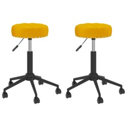 Essstühle 2 Stk. Drehbar Senfgelb Samt