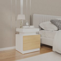 vidaXL Nachttisch Weiß und Sonoma-Eiche 45x35x52 cm Holzwerkstoff