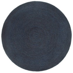 vidaXL Wendeteppich Geflochten Marineblau und Natur 180 cm Jute Rund