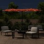 vidaXL Doppelsonnenschirm mit LEDs Terrakotta 316x240 cm vidaXL Doppelsonnenschirm mit LEDs Terrakotta 316x240 cm
