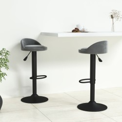 Barhocker 2 Stk. Dunkelgrau Samt