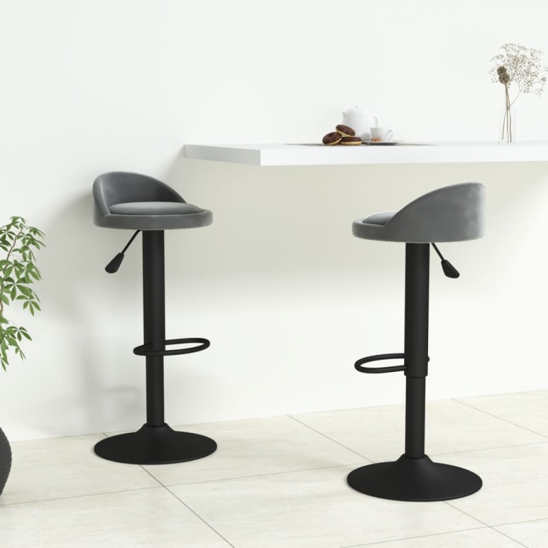 Barhocker 2 Stk. Dunkelgrau Samt Barhocker 2 Stk. Dunkelgrau Samt