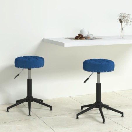 Essstühle 2 Stk. Drehbar Blau Samt