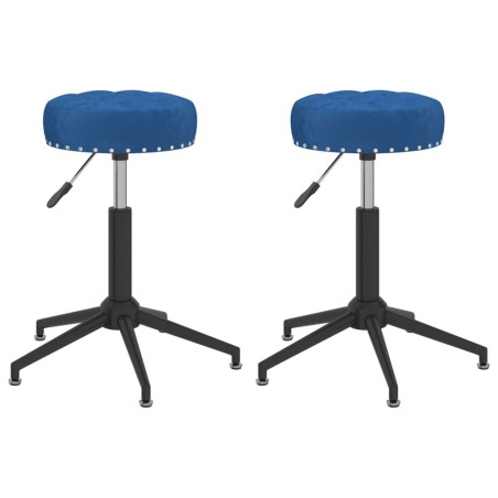 Essstühle 2 Stk. Drehbar Blau Samt
