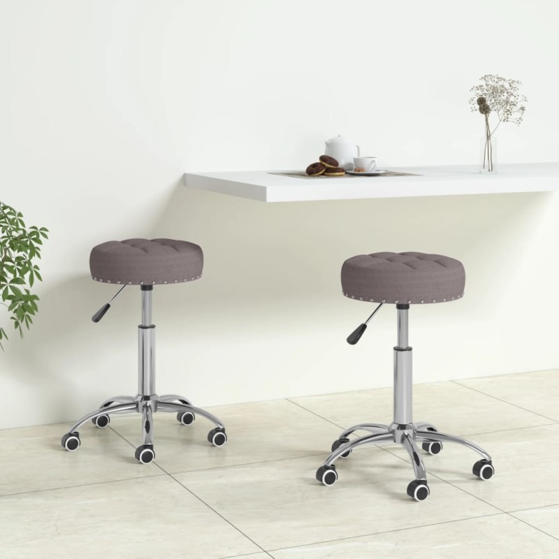 Essstühle 2 Stk. Drehbar Taupe Stoff Essstühle 2 Stk. Drehbar Taupe Stoff