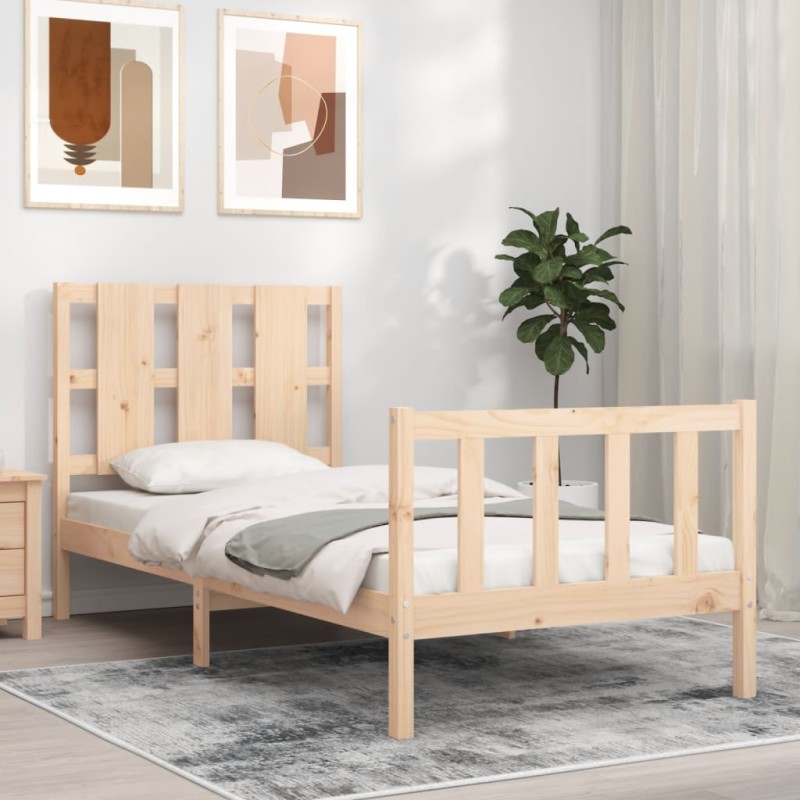 Bettgestell mit Kopfteil 90x190 cm Massivholz Bettgestell mit Kopfteil 90x190 cm Massivholz