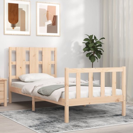 Bettgestell mit Kopfteil 90x190 cm Massivholz